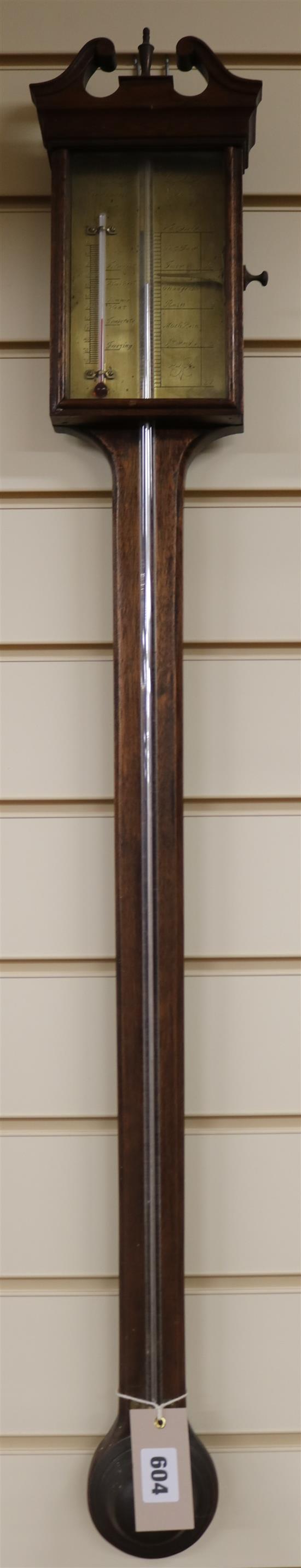 Thomas Wright. A reproduction stick barometer, 97cm